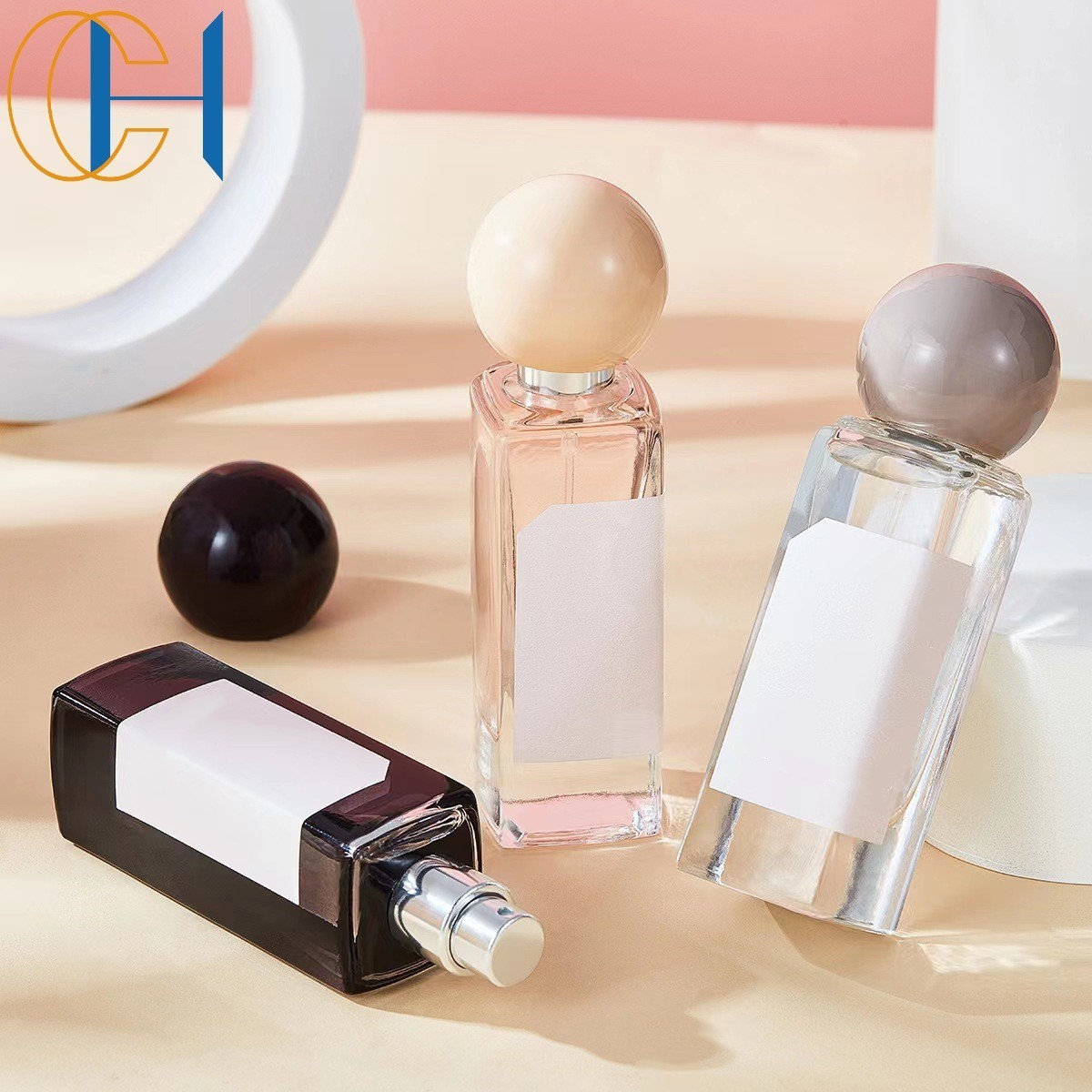 C&H Hot Sale Luxury Square Glass Bottle Home Fragrance Aroma Air Freshener Room Spray with Round Lid for Home Decoration