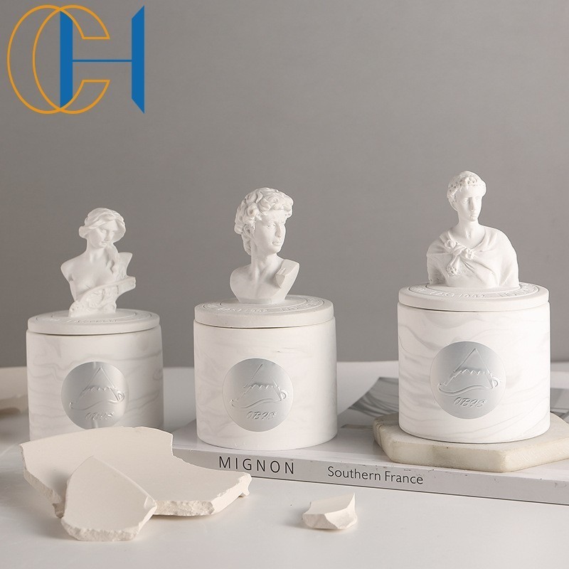 C&H   Custom Handmade Goddess Nymph Sculpture Venus Art Inspiring Concrete Soy Wax  Scented Crystal Candles