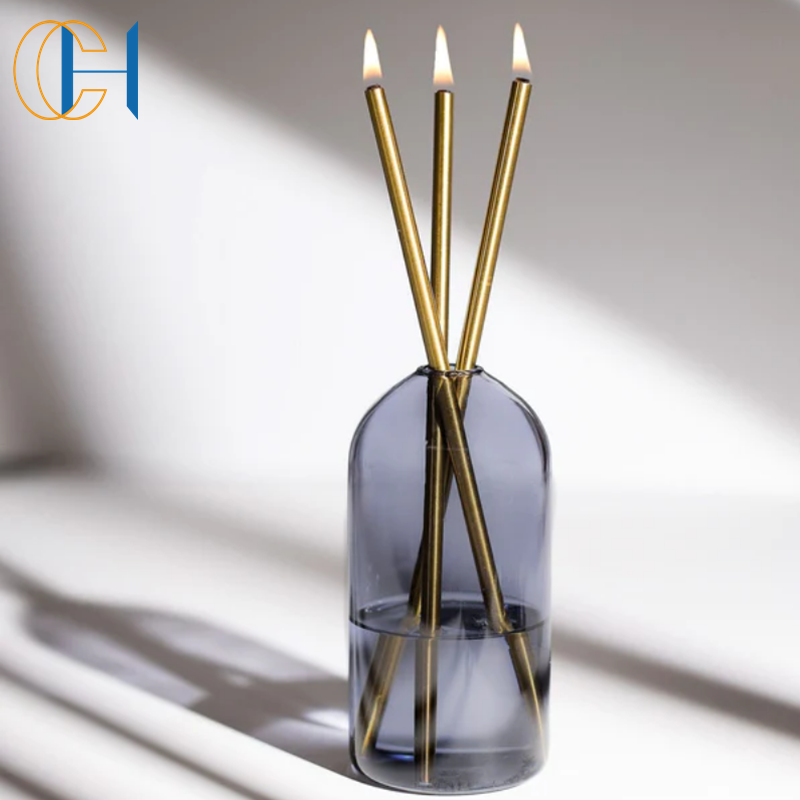 C&H Luxury Home Decor Candles No Melting Metal Tube Pristine Oil Everlasting Candle Set