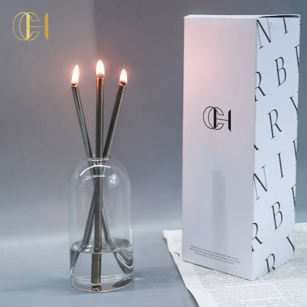 2024 C&H Stainless Steel Candle Aroma Scented No Melt Paraffin Lamp Oil Everlasting Candles with Customized Package