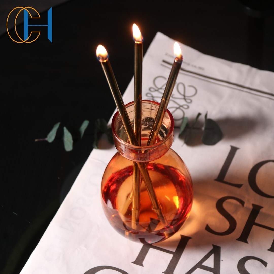 C&H Wholesale Home Decor Luxury Metal Tube Liquid Burning Refillable Pristine Oil Everlasting Candle