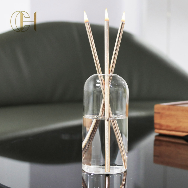 C&H Luxury Home Decor Candles No Melting Metal Tube Pristine Oil Everlasting Candle Set