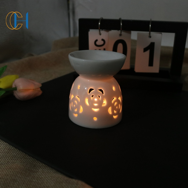 C&H Ceramic Tea Light Owl Shape Holder Aromatherapy Essential Oil Burner Wax Warmer Tealight Holder Mini Candle for Birthday