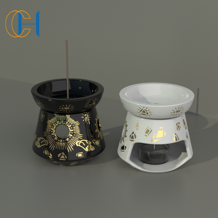 C&H Ceramic Moon Wedding Bedroom Decoration Aroma Essential Oil Wax Melt Burners Luxury Holder Wax Warmer Tealight Candle