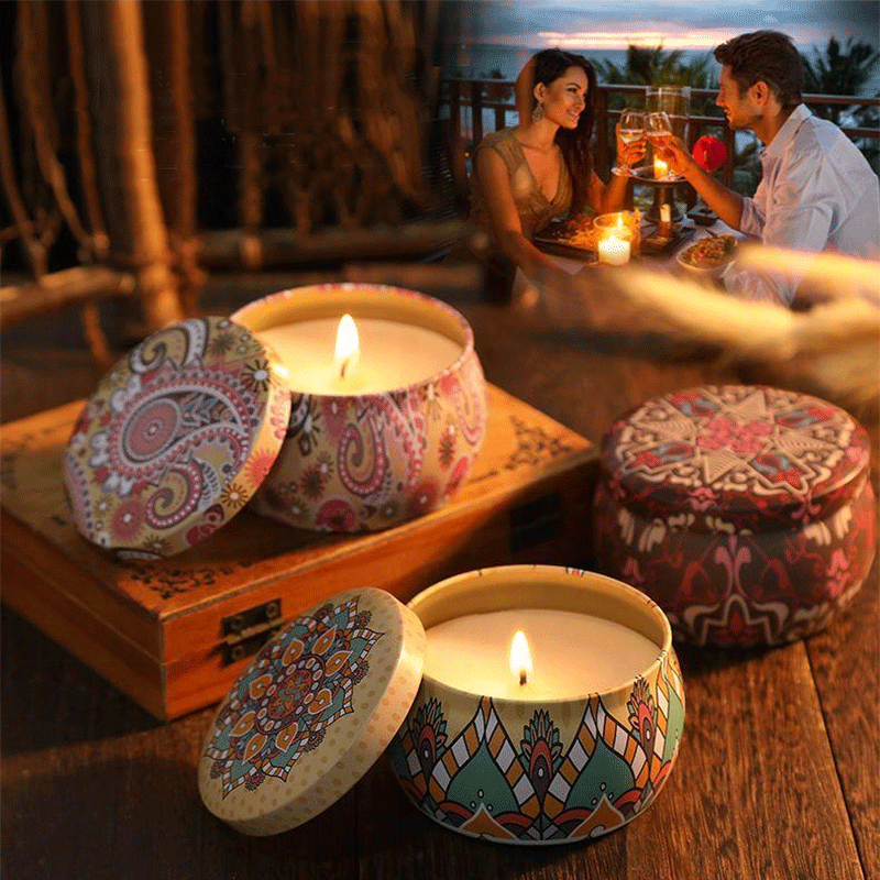 Portable Small Smokeless Christmas Tea Lights Scented Tin Jar Candles Fragrance for Reading Relaxing