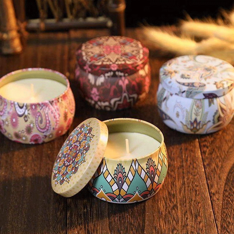 Portable Small Smokeless Christmas Tea Lights Scented Tin Jar Candles Fragrance for Reading Relaxing