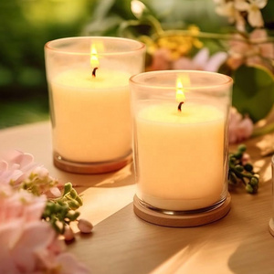 Long Burning Scented Candle Small Wax Filled Unscented Votive Candles Bulk in Clear Cup