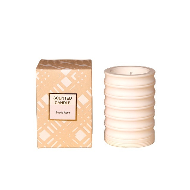 Plaster Jar Candle Art White Relief Customized Soy Wax Scented Candles for Home Decoration