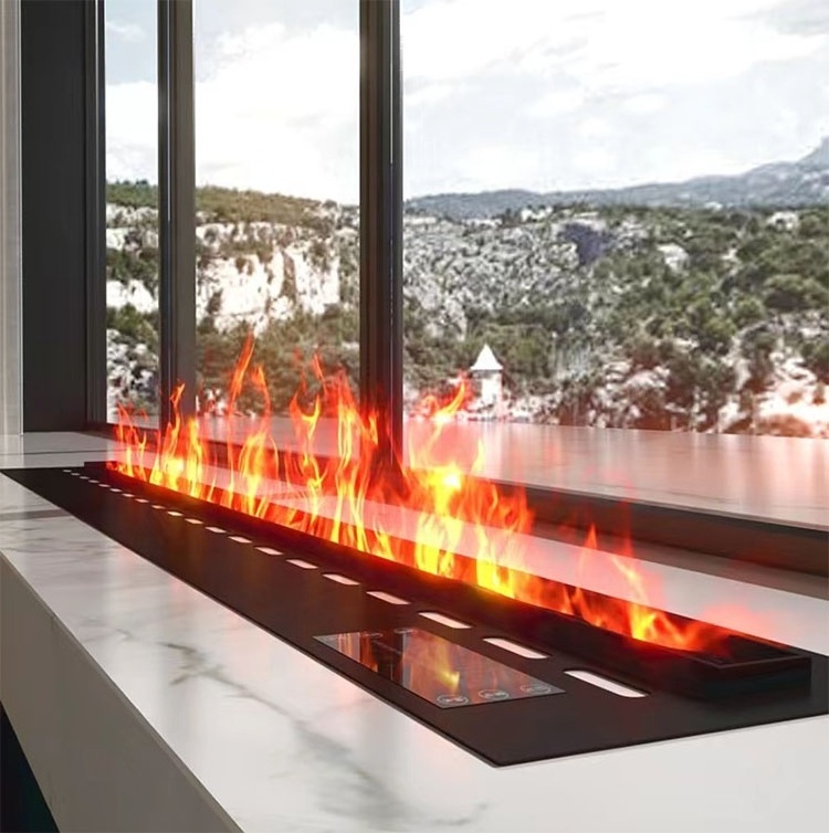 Wi-Fi Water Fire Vapor Electric Fireplace Insert 7 LED Flame  Colors  3D Vapor Fire Steam Fireplace 500mm 1000mm 1500mm 2000 mm