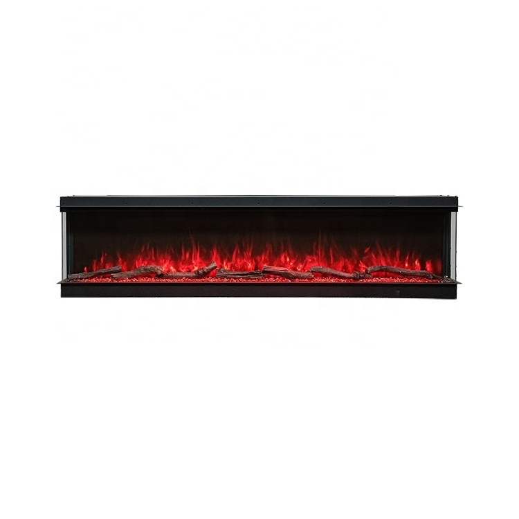 Modern 3D Media Wall Electric Fireplace Heater Artificial Fireplaces Insert Electric 72 Inch Fireplace Linear Recessed Fire 1-9H