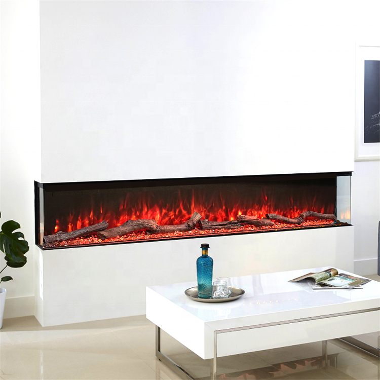 Modern 3D Media Wall Electric Fireplace Heater Artificial Fireplaces Insert Electric 72 Inch Fireplace Linear Recessed Fire 1-9H