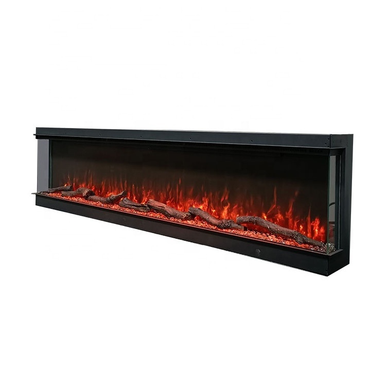 Modern 3D Media Wall Electric Fireplace Heater Artificial Fireplaces Insert Electric 72 Inch Fireplace Linear Recessed Fire 1-9H