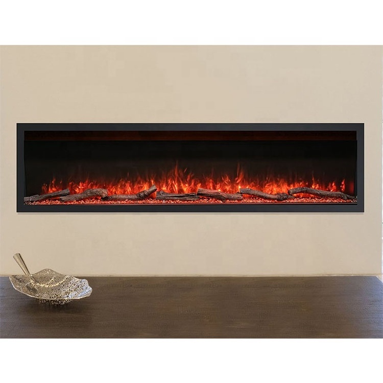 Modern 3D Media Wall Electric Fireplace Heater Artificial Fireplaces Insert Electric 72 Inch Fireplace Linear Recessed Fire 1-9H