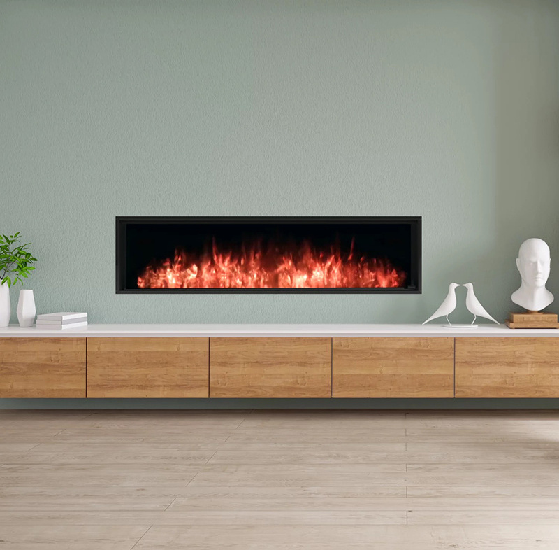 Best Quality 3 Sided Electric Fireplace Heater 44 56 68 80 96 inch Double Sided Electric Fireplace WIFI APP