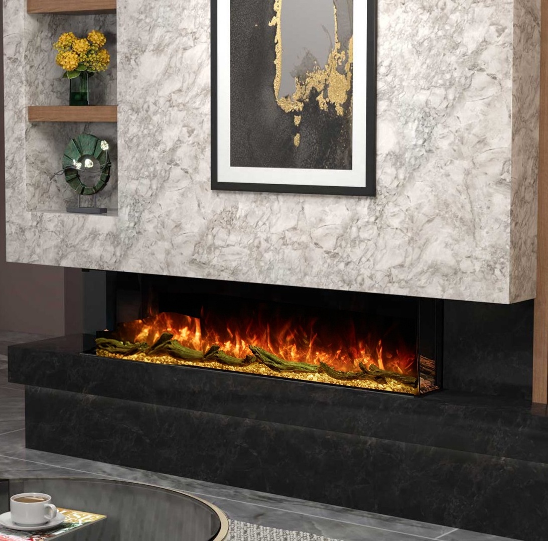 Modern Built-in Electric Fireplace Heater Double Sided WIFI Smart Media Wall Electric Fireplaces  33 40 50 60 72 80 100 inches