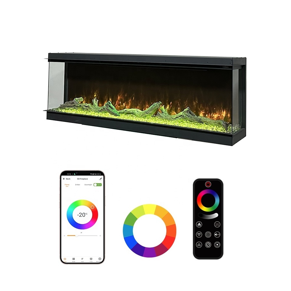 Modern Wall Electric Fireplace Heater Double Sided Electric Fireplace WIFI APP Fireplace Electric