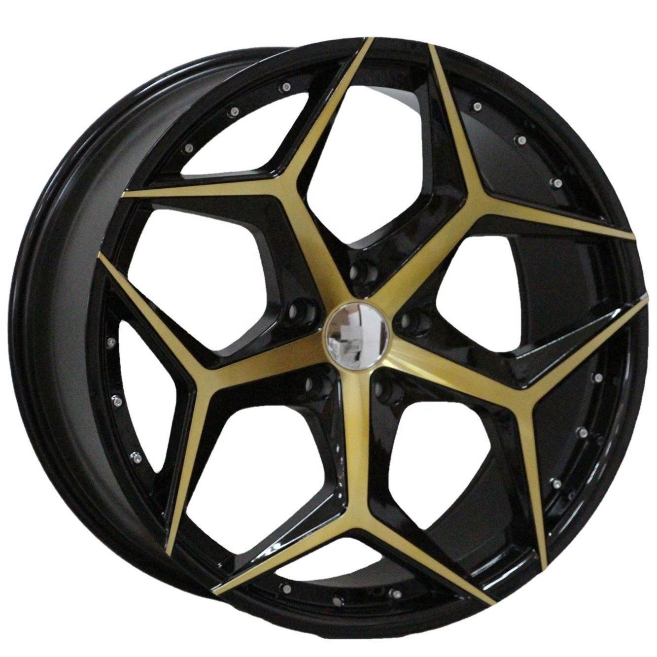 Yellow Black Gold Machined Face  20 22 Inch Passenger Car Alloy Wheel Rims 5*100/105/108/110/112/114.3/120/120.65/127/130