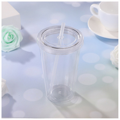 Wholesale low price 12oz 16oz 22oz transparent Plastic acrylic Tumbler clear tumbler cups coffee mug with lids and straw