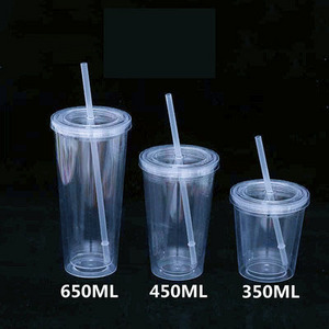 Wholesale low price 12oz 16oz 22oz transparent Plastic acrylic Tumbler clear tumbler cups coffee mug with lids and straw