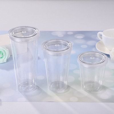 Wholesale low price 12oz 16oz 22oz transparent Plastic acrylic Tumbler clear tumbler cups coffee mug with lids and straw