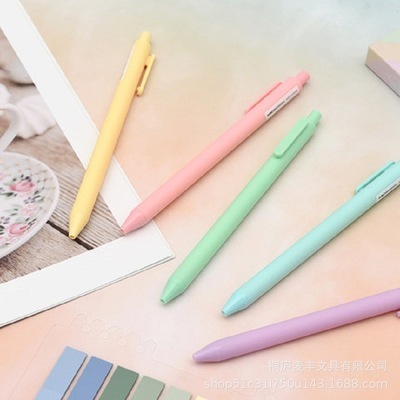 Wholesale custom Rubber Coated Macaron Candy Color ABS material Gel pens press ball pen stationery set supplies school office