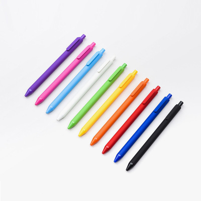 Wholesale custom Rubber Coated Macaron Candy Color ABS material Gel pens press ball pen stationery set supplies school office