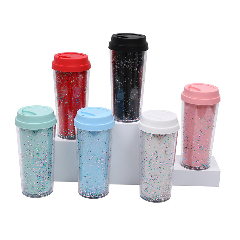 16oz skinny custom logo simple modern bottles sparkle dots double wall tumbler cup coffee mugs wholesale bulk tumbler with straw