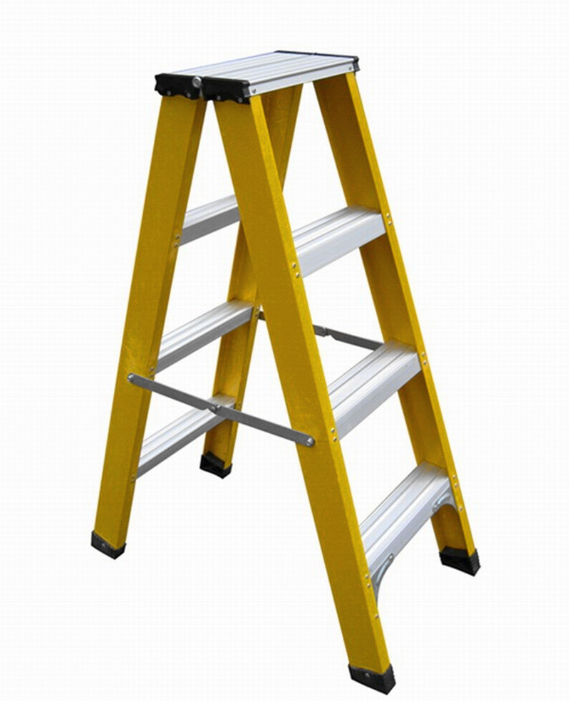 Insulating telescopic  retractable step ladder Double Step fiberglass lightweight  extension triple ladders