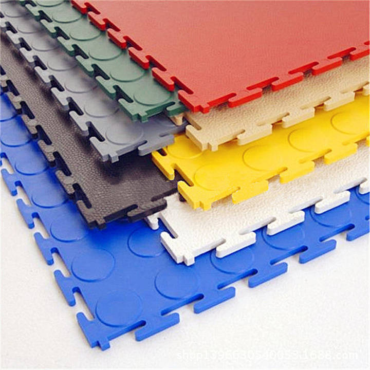 Interlocking Car Garage Floor Flooring Tile Pp Modern Indoor Workshop PVC Flexible Raised Coin Pattern Gray SPC Flooring 5 Years