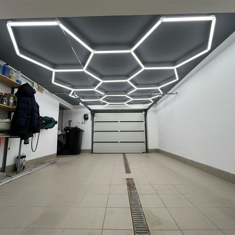 Customized Carshop Hexagon Detailing Light Showroom Hex Lighting For Auto Care Garage