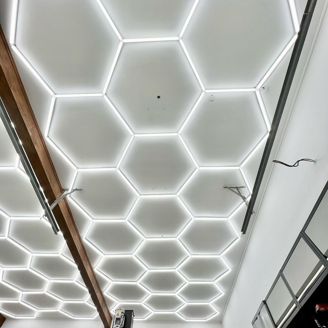 Exhibition Hall Auto Showroom Diy Assembly Hexagon Lighting For Car Shop And Garage Honeycomb Lights