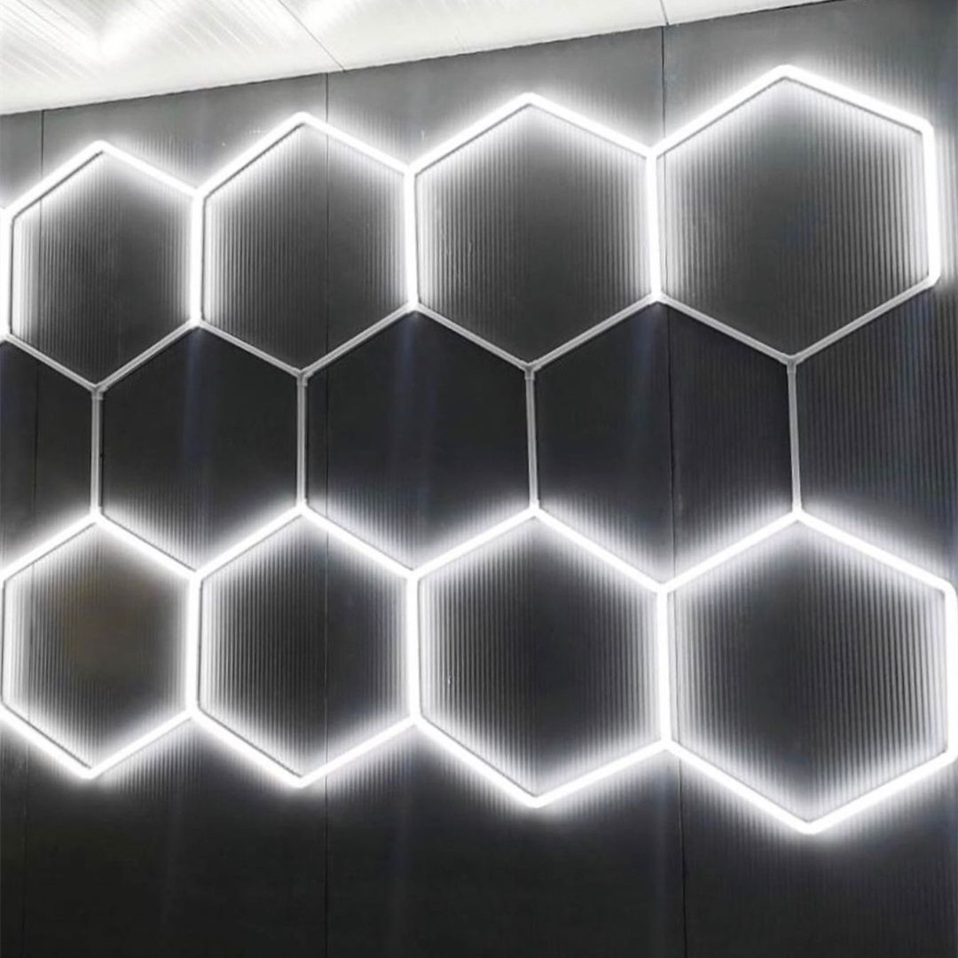 Personalized Honeycomb Shape Led Shop Light Supermarket Gym Barber Light Hexagon Splice Lamp White AC 90 Car Workshop Light Rohs