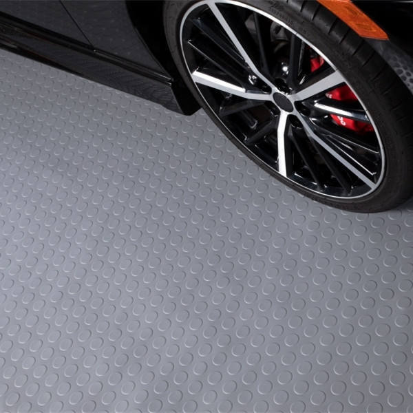 Interlocking Car Garage Floor Flooring Tile Pp Modern Indoor Workshop PVC Flexible Raised Coin Pattern Gray SPC Flooring 5 Years