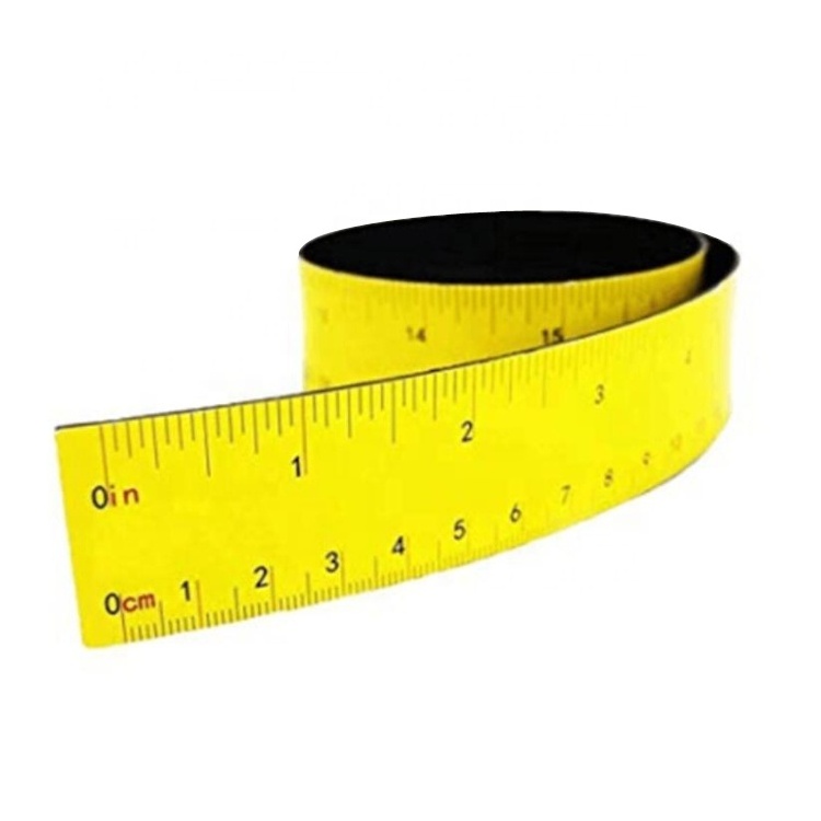 Flexible rubber magnetic ruler with a scale in centimeters and inches