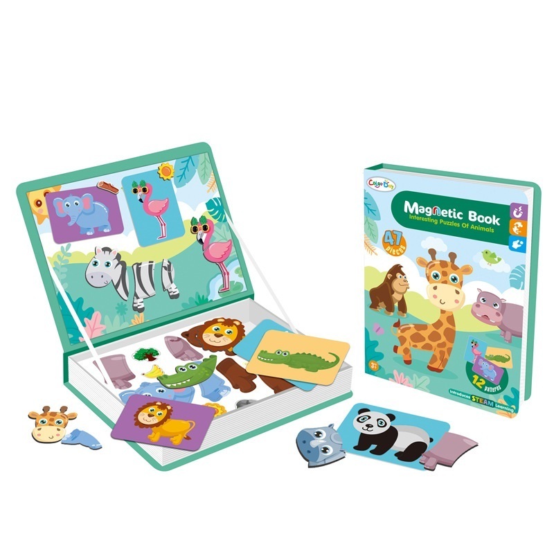 Cute Animals Early Learning Toy Match Game Magnetic Puzzle Book for Kid