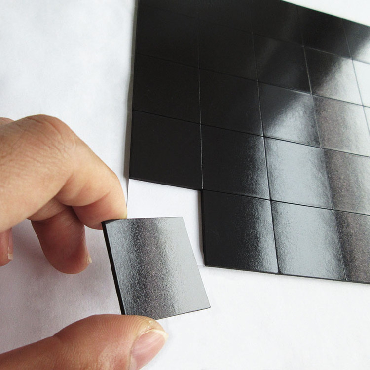 Flexible Die Cut Rubber Magnetic Square Sheets With Self Adhesive Backing