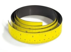 Flexible rubber magnetic ruler with a scale in centimeters and inches