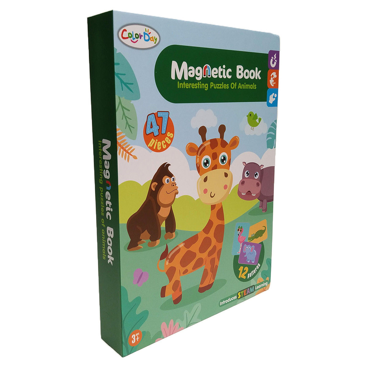 Cute Animals Early Learning Toy Match Game Magnetic Puzzle Book for Kid