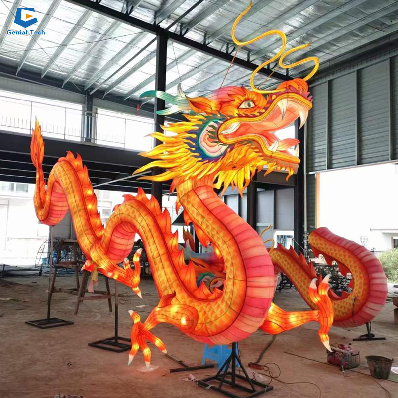 GTCC38 Theme park decoration lantern chinese new year silk dragon lantern festival