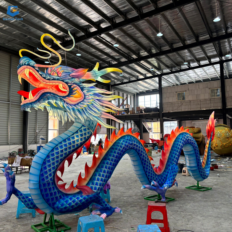 GTCC04 Chinese new year lantern decoration artificial festival silk dragon lantern for sale