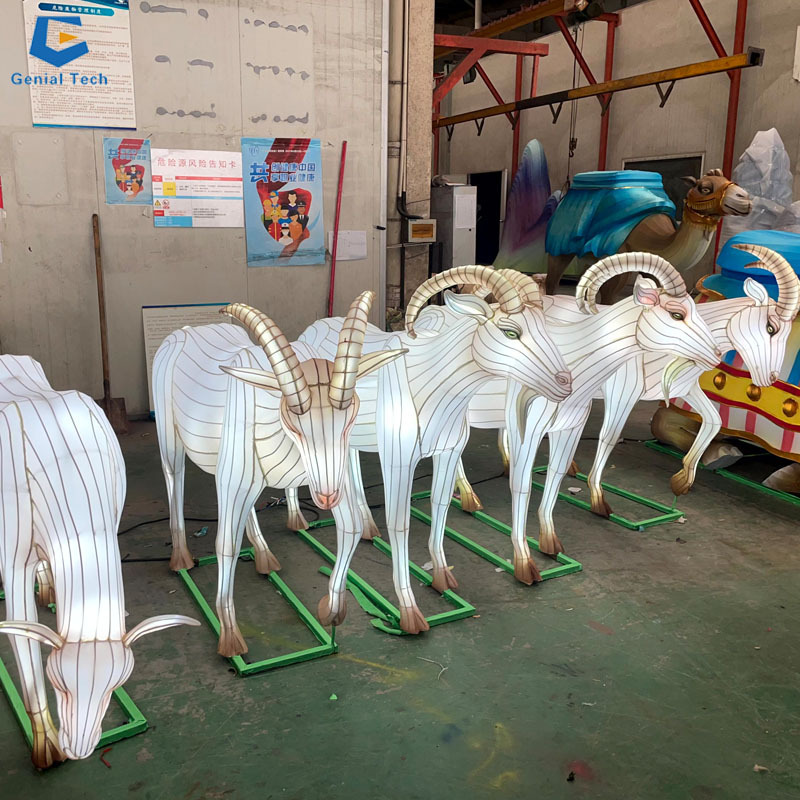 GTCC125 High quality outdoor animal silk lantern festival decoration chinese goat lantern for park