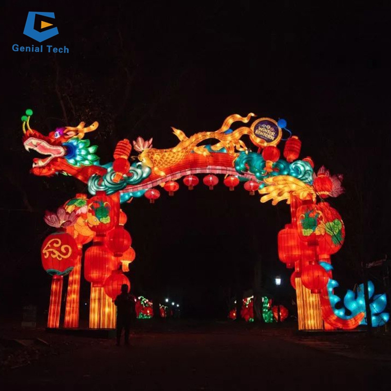 GTCC38 Theme park decoration lantern chinese new year silk dragon lantern festival