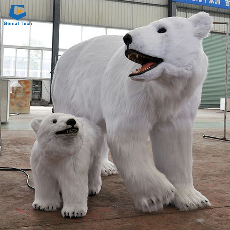 theme park robot polar bear animal model animatronic hairy polar bear