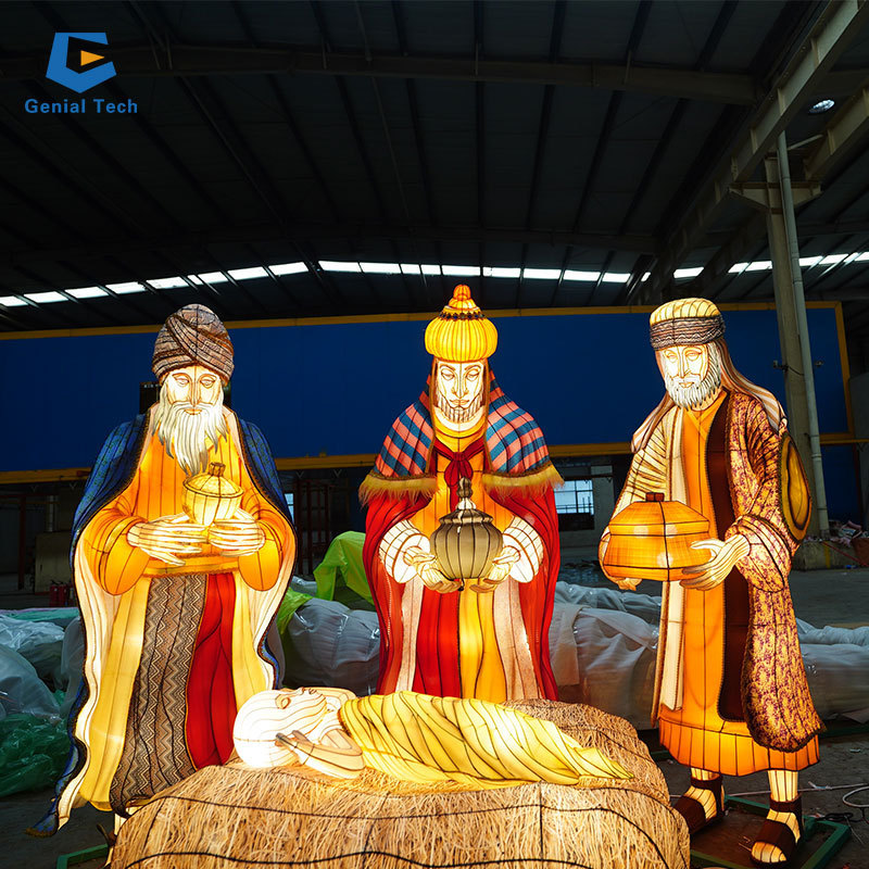 SG-RT217 Lantern Park Professional Decorate Zigong Lantern 3 Wise men and baby Jesus lantern scene