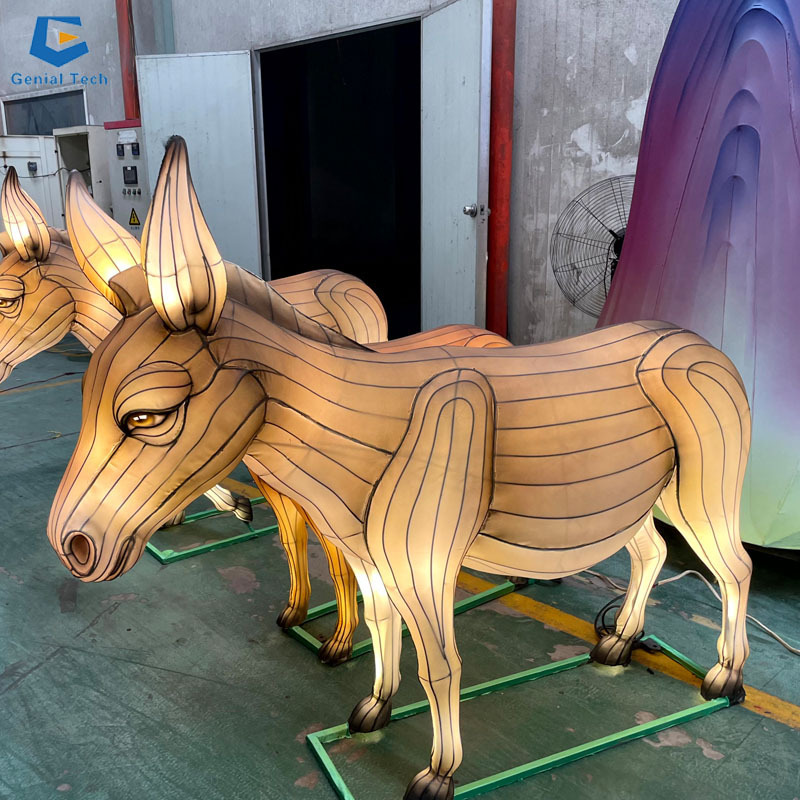 CCFL165 High Quality Farm decoration animal silk lantern cartoon donkey lantern festival