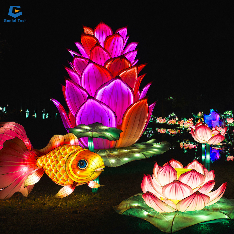 FL-45 Outdoor Decoration Silk Fish Lantern Festival Animal