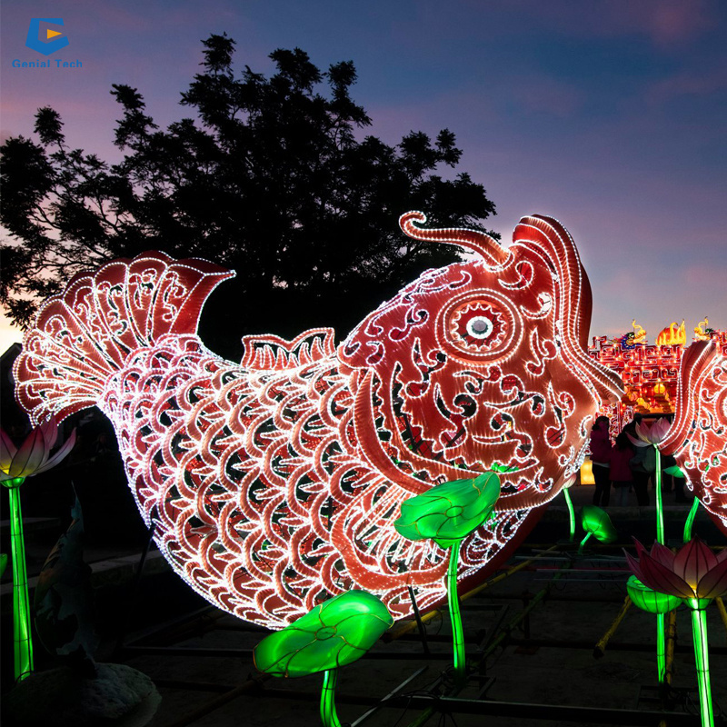 FL-45 Outdoor Decoration Silk Fish Lantern Festival Animal