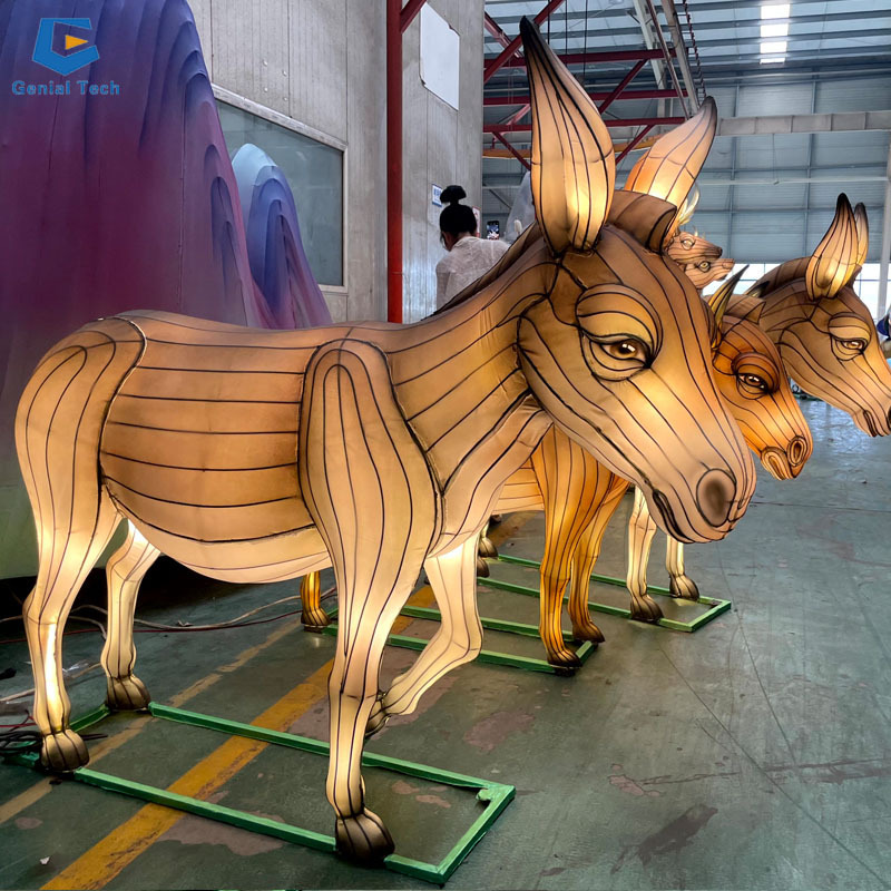 CCFL165 High Quality Farm decoration animal silk lantern cartoon donkey lantern festival