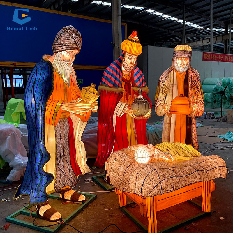 SG-RT217 Lantern Park Professional Decorate Zigong Lantern 3 Wise men and baby Jesus lantern scene