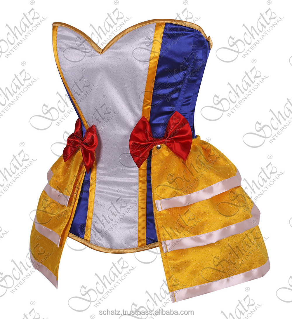 Lavish 5 PC Snow Princess Corset Costume Women Fairy Tale Snow White Sexy Costume Corset Women Vintage Striped Corset Skirt